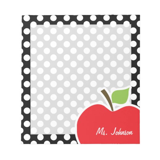 Apple on Black and White Polka Dots Notitieblok (Voorkant)