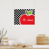 Apple on Black and White Polka Dots Poster (Keuken)