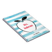 Apple on Blue Waterverf Stripes for Teacher Notitieboek (Rechterzijde)