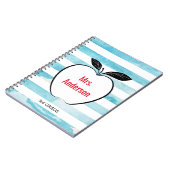 Apple on Blue Waterverf Stripes for Teacher Notitieboek (Linkerzijde)