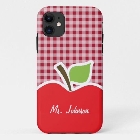 Apple on Carmine Red Gingham Case-Mate iPhone Case (Achterkant)