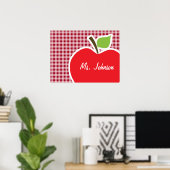Apple on Carmine Red Gingham Poster (Thuiskantoor)