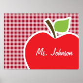 Apple on Carmine Red Gingham Poster (Voorkant)