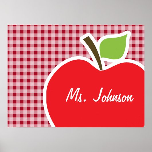 Apple on Carmine Red Gingham Poster (Voorkant)