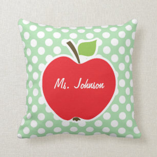 Apple on Celadon Green Polka Dots Kussen