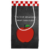 Apple on Chalkboard Teacher Gift Bag Klein Cadeauzakje (Voorkant)
