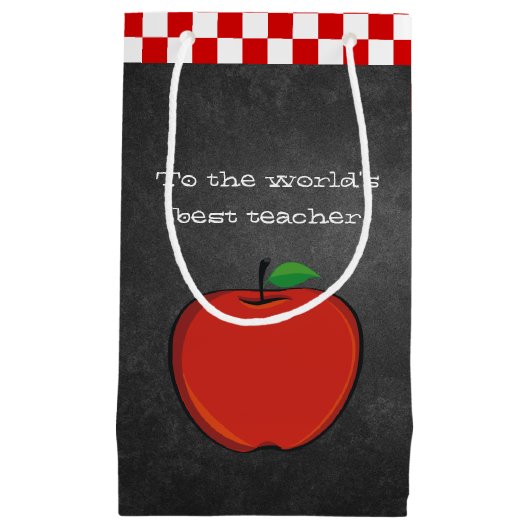 Apple on Chalkboard Teacher Gift Bag Klein Cadeauzakje (Voorkant)