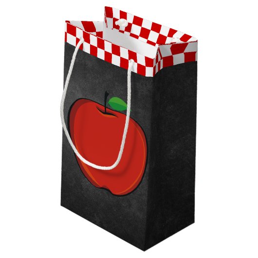 Apple on Chalkboard Teacher Gift Bag Klein Cadeauzakje (Achterkant Gekanteld)