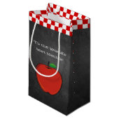 Apple on Chalkboard Teacher Gift Bag Klein Cadeauzakje (Voorkant Gekanteld)