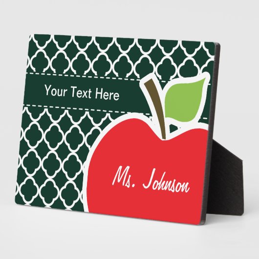 Apple on Dark Green Quatrefoil Fotoplaat (Zijkant)