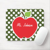 Apple on Dark Moss Green Polka Dots Muismat (Met muis)