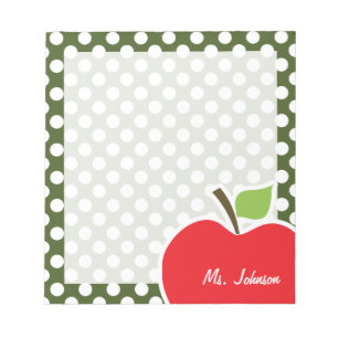Apple on Dark Moss Green Polka Dots Notitieblok