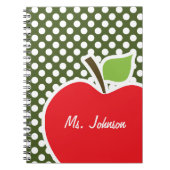 Apple on Dark Moss Green Polka Dots Notitieboek (Voorkant)