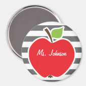 Apple on Dim Gray Horizontal Stripes Magneet (Voorkant / Achterkant)