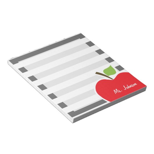 Apple on Dim Gray Horizontal Stripes Notitieblok (Schuin)