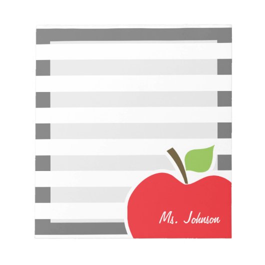 Apple on Dim Gray Horizontal Stripes Notitieblok (Voorkant)