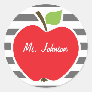 Apple on Dim Gray Horizontal Stripes Ronde Sticker