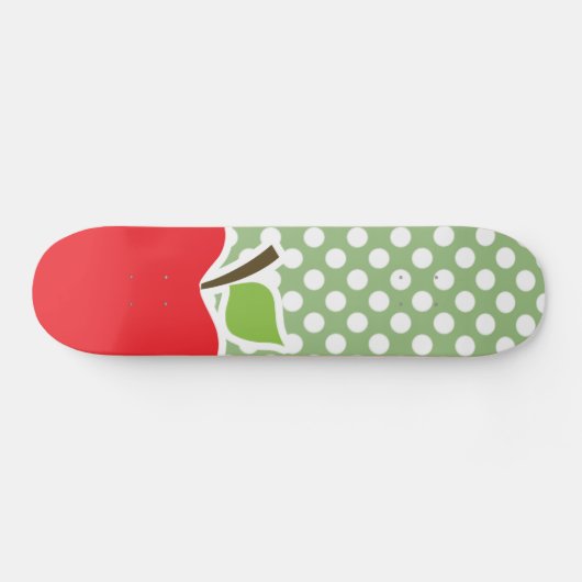 Apple on Laurel Green Polka Dots Skateboard (Horizontaal)