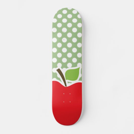 Apple on Laurel Green Polka Dots Skateboard (Voorkant)