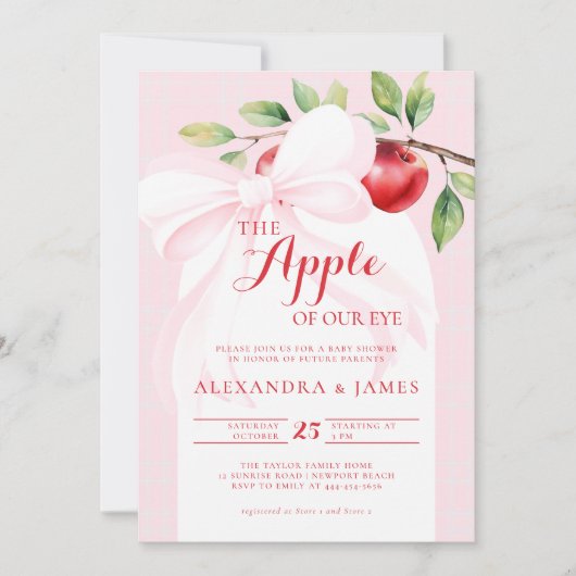 Apple Oogst Roze Bow Chic Coed Herfst Meisje Douch Kaart (Voorkant)