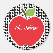 Apple op Black & White Houndstooth Magneet (Voorkant)