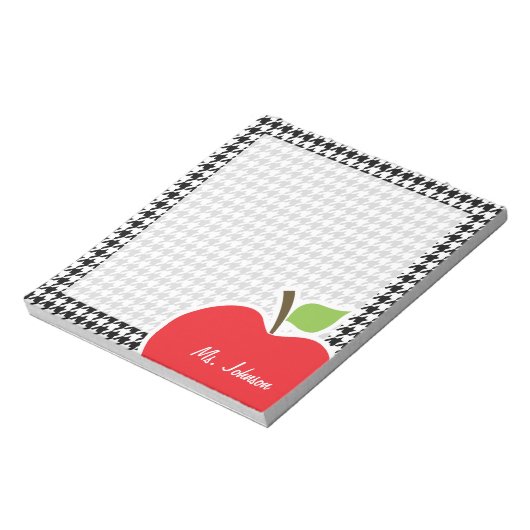 Apple op Black & White Houndstooth Notitieblok (Linkerzijde)