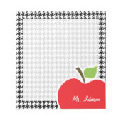 Apple op Black & White Houndstooth Notitieblok (Voorkant)