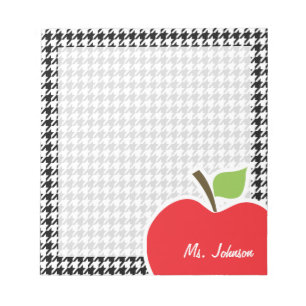 Apple op Black & White Houndstooth Notitieblok