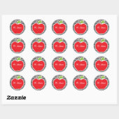 Apple op Black & White Houndstooth Ronde Sticker (Vel)