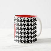 Apple op Black & White Houndstooth Tweekleurige Koffiemok (Voorkant rechts)