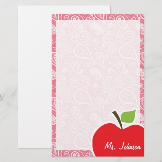 Apple op Blush Pink Paisley Briefpapier (Voorkant / Achterkant)