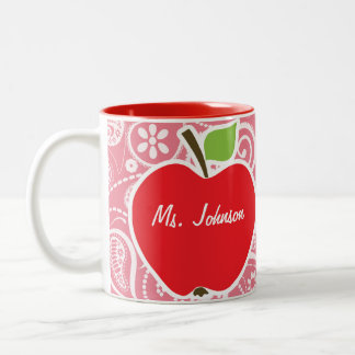 Apple op Blush Pink Paisley Tweekleurige Koffiemok