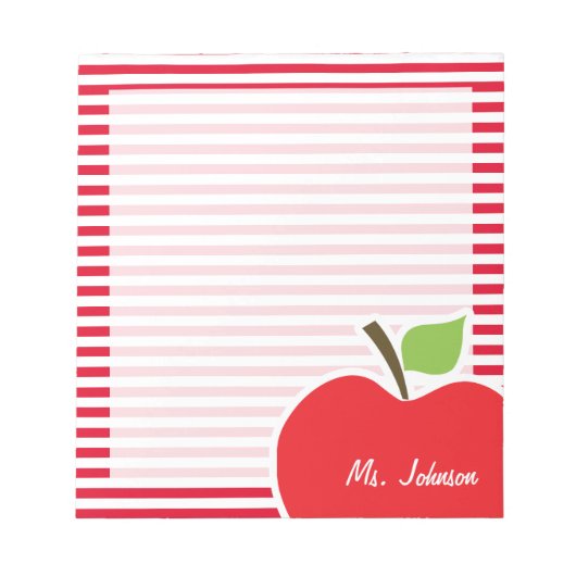 Apple op Cadmium Red Stripes; gestript Notitieblok (Voorkant)