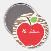 Apple op Chamoisee Zebra Animal Print Magneet (Voorkant / Achterkant)