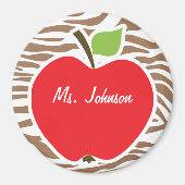 Apple op Chamoisee Zebra Animal Print Magneet (Voorkant)