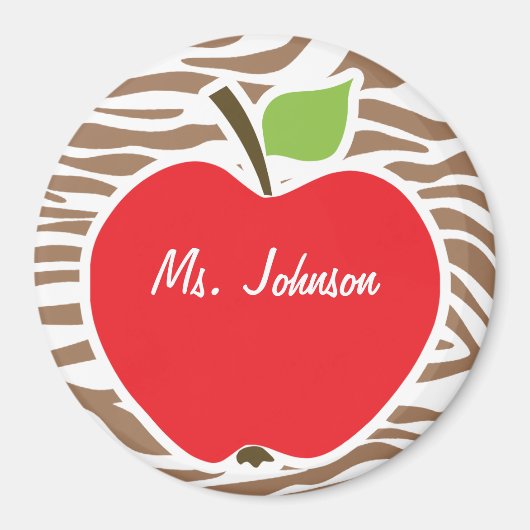 Apple op Chamoisee Zebra Animal Print Magneet (Voorkant)