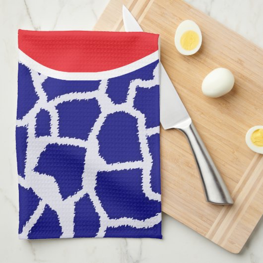 Apple op Dark Blue Giraffe Animal Print Theedoek (Quarter Fold)