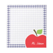 Apple op Dark Blue-Grey Houndstooth Notitieblok (Voorkant)