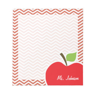 Apple op Dark Coral Chevron Notitieblok