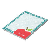 Apple op Dark Cyan Paisley Notitieblok (Linkerzijde)