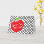 Apple op Donkergrijze Stippen Kaart (Gele Bloem)