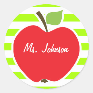 Apple op elektrische lime groene horizontale strep ronde sticker