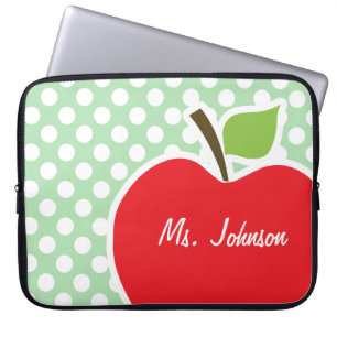 Apple op Groene Stippen Celadon Laptop Sleeve