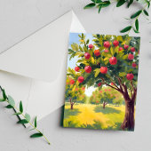 Apple Orchard Autumn Herfst Waterverf Briefkaart