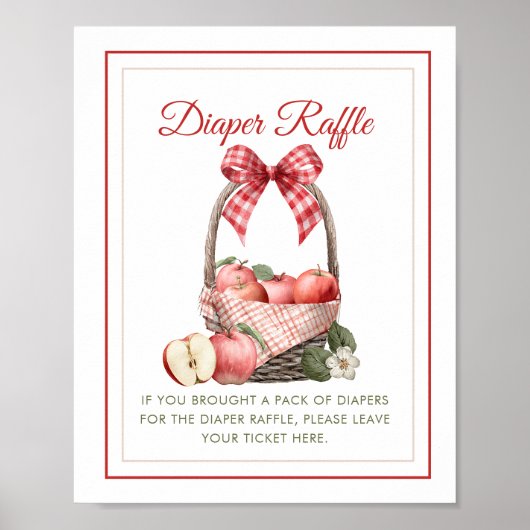 Apple Orchard Baby shower Luier Raffle Sign Poster (Voorkant)