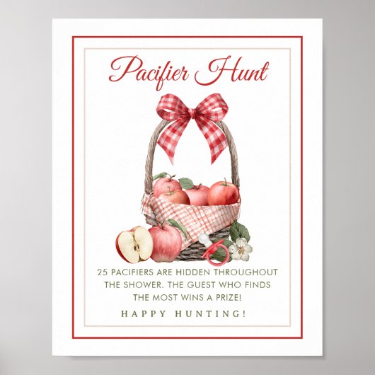 Apple Orchard Baby shower Pacifier Hunt spel Poster (Voorkant)