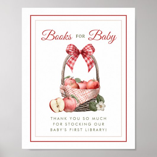 Apple Orchard Boeken voor Baby shower Sign Poster (Voorkant)