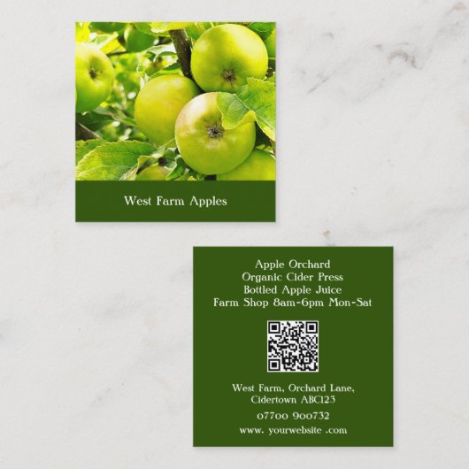 Apple Orchard Cider Press Tree Fruit Grower Boerde Vierkante Visitekaartje (Voorkant / Achterkant)