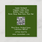 Apple Orchard Cider Press Tree Fruit Grower Boerde Vierkante Visitekaartje (Achterkant)