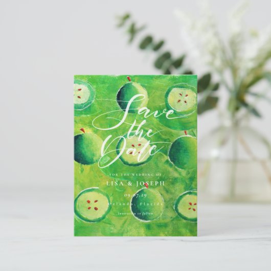 Apple Orchard Country Script Sla de datum op Briefkaart (Staand voorkant)